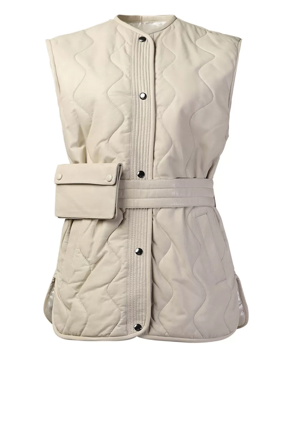 Jassen En Blazers<STUDIO AR Gewatteerd Leren Gilet Bodil | Natuurlijk