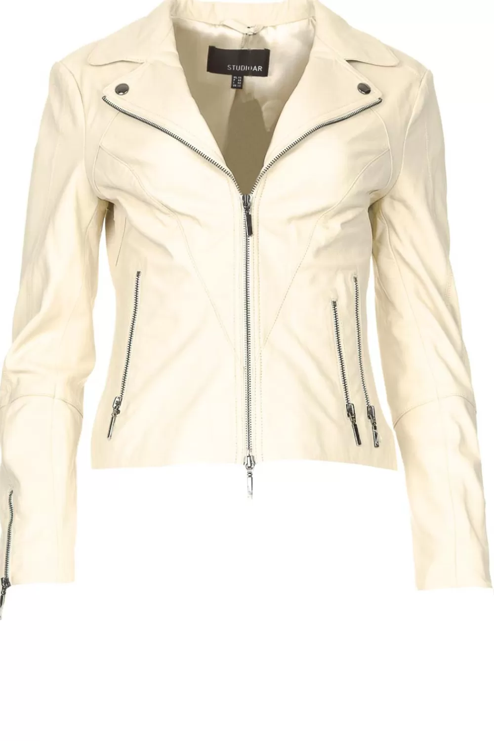 Jassen En Blazers<STUDIO AR Leren Bikerjack Cherry | Natuurlijk
