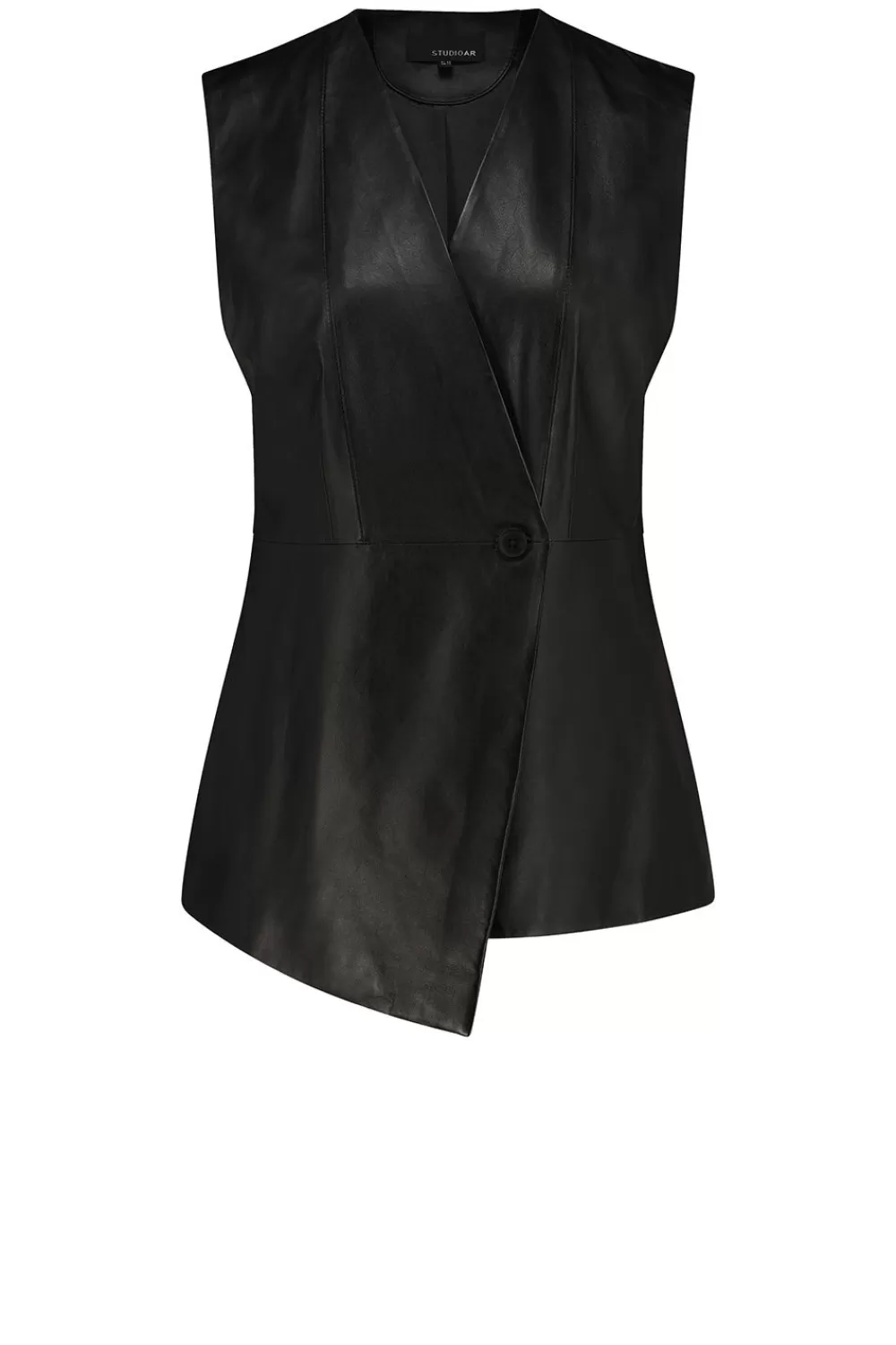 Jassen En Blazers<STUDIO AR Leren Gilet Lotus | Zwart