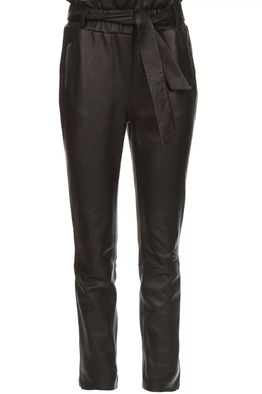 Broeken & Jumpsuits<Dante 6 Stretchleren Paperbagbroek Duran | Zwart